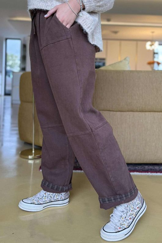 Mercer Soft Twill Barrel Leg Pant Mahogany 
